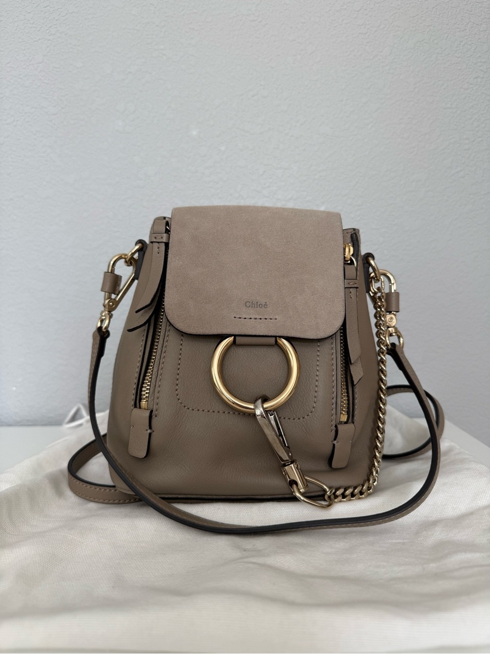 Chloe Mini Faye Backpack in Motty Grey